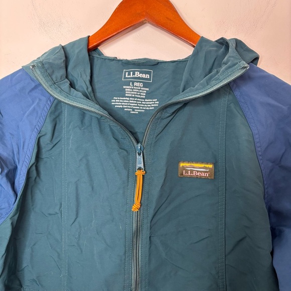 LL Bean Mountain Classic Anorak Women's Size L Hood Color Block Jacket Nylon - Picture 4 of 12